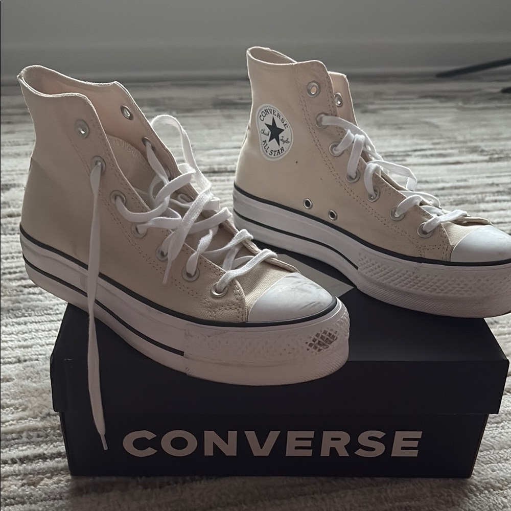 Converse Cream High-Top Sneakers Classic Canvas